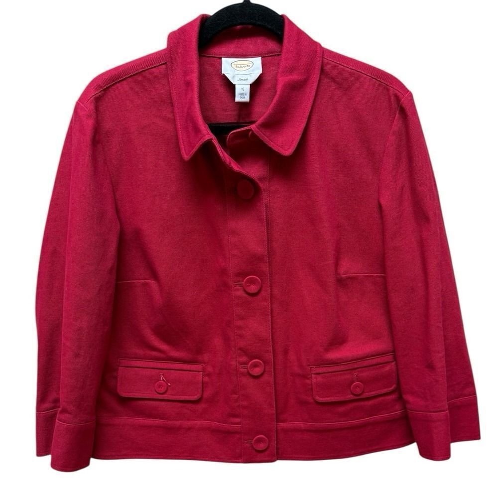 Talbots Red Stretch Jean Jacket. Stretch. Long Sleeve. Sz 16